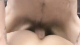 Inked amateur twink is impaling his lover after sucking him