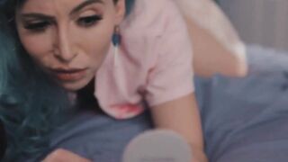 Horny TS plays her asshole using toy and big dick