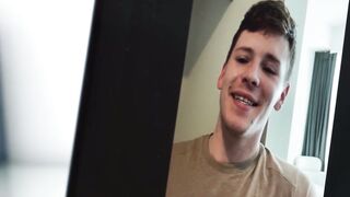Damian Rose kneels down and worships Jax Thirio massive cock