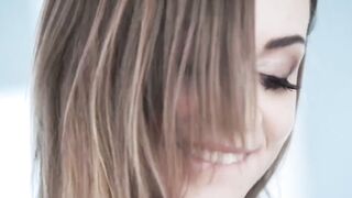 21Innocent.com - Busty brunette gives a footjob then takes a hard pussy ramming from