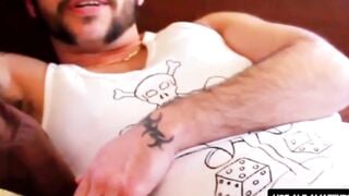 RealAltGuys.com - Bearded male tranny takes a giant cock in his pussy POV and shoots