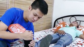 TwinkysFeet.com - Asian twinkie sucks little toes before riding big dick and shooting