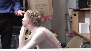 Slim young babe sucking and banging the cop after stealing