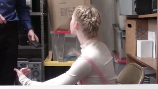 Slim young babe sucking and banging the cop after stealing