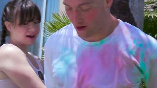 Lucky big cocked dude used for pussy fucking in threesome
