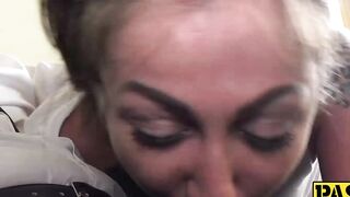 Cute Nayomi Sharp dominated and cum sprayed by daddy Pascal