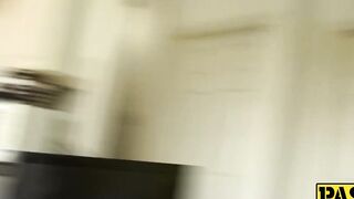 Submissive UK brunette Crystal hard fucked by daddy Pascal