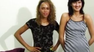 Two slim chicks pounded deep and hardcore in retro scene