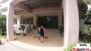 Big Boobed amateur tattooed Thai teens Polly posing and fucking a long white cock