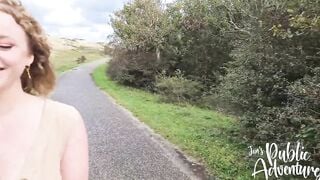 Risky outdoors outdoors flashing & fucking sex toy on the beach