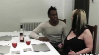 BBW swallowing his long cheating african dick