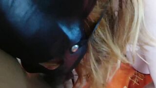 Blowing and swallowing cock with nuts