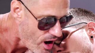 CentralFisting.com - Mature gay assists his young lover to a powerful cum with fistin