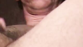 Hairy amateur tugs on his big dick and enjoys being fingered