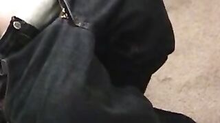 Hairy amateur tugs on his big dick and enjoys being fingered