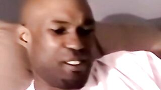 Amateur black dude strips and jacks off his raging cock