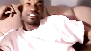 Amateur black dude strips and jacks off his raging cock