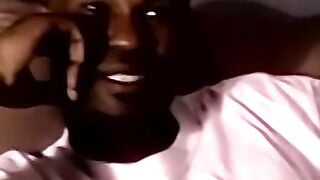 Amateur black dude strips and jacks off his raging cock