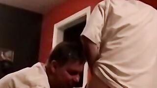 Old and young amateur group cock sucking party with gays