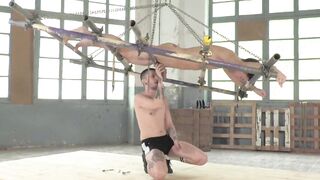 Kinky dominator Xavier Sibley tied up his sexy sub and toyed with his cock