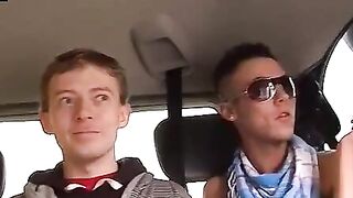 BoyDesire.com - Horny studs' hot threesome fuck in a tight car space