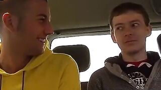 BoyDesire.com - Horny studs' hot threesome fuck in a tight car space