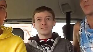 BoyDesire.com - Horny studs' hot threesome fuck in a tight car space