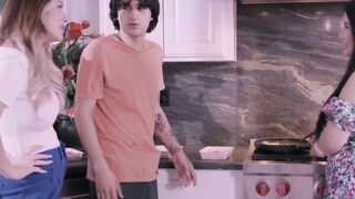 Stepmom  Dames and Asian stepsis Suki Sin are banged in a step family threesome