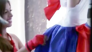 TeenGroupSex.com - Big dick dude pounds three sexy cosplay chicks
