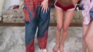 TeenGroupSex.com - Lucky dude fucks three cute girls' asses hard