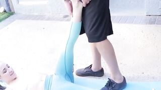 SmallGirlsInPorn.com - Brunette Hayden Hennessy fucks her personal trainer's big dick