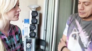 CreampiedTeenie.com - Petite blonde babe Charlyse Angel throatfucked hard by her brot