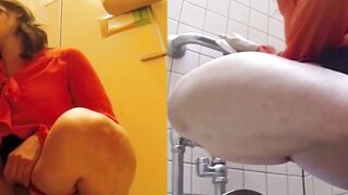 Adorable Asian ladies close up caught peeing on hidden cam