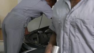 Cougar MILF sucks one BBC while the other drills her pussy