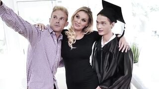 MILF Kenzie Taylor fed cum after riding big dick stepson