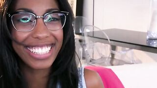 Delectable amateur black babe adores sucking big white dicks