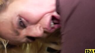 Assfucked subslut gets spanked and gagged before tasting cum
