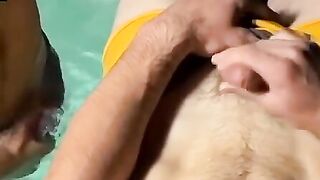 TwinkUndie.com - Zack and Mike jerking off their uncut cocks by the pool