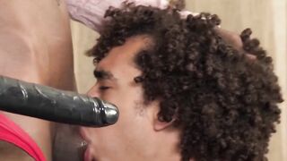 DarkGodz.com - Ebony man's play with sex toys precedes a raw fuck with a cute gay