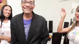 Horny dude with huge dick drills busty transsexual roughly