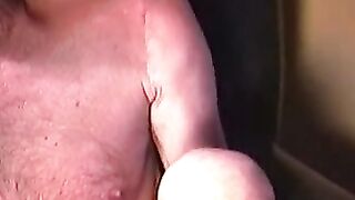 Rugged stud strips naked to tease with his throbbing dick
