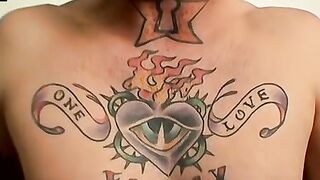 Tattooed and pierced straight amateur plays with cock solo