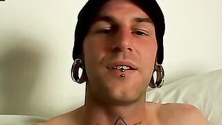 Tattooed and pierced straight amateur plays with cock solo