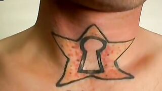 Tattooed and pierced straight amateur plays with cock solo