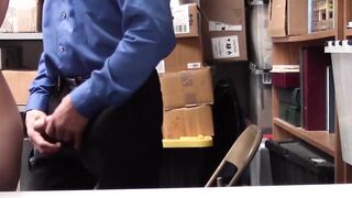 ShopliftersPunished.com - Busty young thief rides officers big cock after a sloppy bl