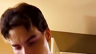 Handsome twink cock sucked and anally railed by his lover