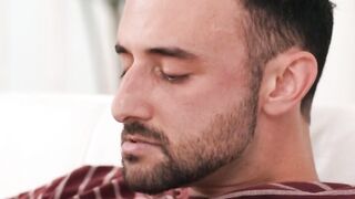 Tired dude gets a free blowjob from TS friend