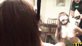 UKSubSluts.com - Brunette British Luna Rival's tied-up and slammed session