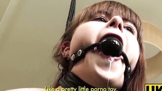 UKSubSluts.com - Brunette British Luna Rival's tied-up and slammed session