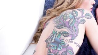 Tattooed babe Kali Roses blows big cock POV before riding it